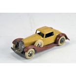 Dinky Toys No.24F Pre-war Sportsman's Coupe. Fawn body, brown open chassis, smooth hubs, white