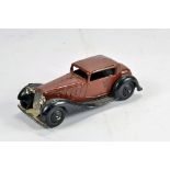 Dinky Toys No.36c Humber. Brown body, black detailed chassis and ridged hubs. VG/E.