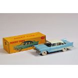 Dinky No. 178 Plymouth Plaza in two-tone light blue and white. Fine example is E to NM in G to VG