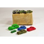 A selection of misc vintage plastic toys including mainly cars. Various makers Tudor Rose / Kleeware