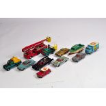 An assortment of diecast cars from Corgi. Includes Batmobile, Mini, James Bond Aston etc. F only. (