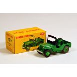 Dinky No. 405 Universal Jeep with green body, green ridged hubs with black treaded tyres. Fine