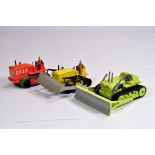 Dinky Heavy Tractor (Replacement tracks) plus Bulldozer and Corgi Euclid Tractor with Blade.