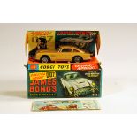 Corgi No. 261 James Bond's Aston Martin DB5 in Rarer Gloss Gold. Fine example is NM in E Box.