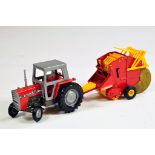 Britains Farm 1/32 Massey Ferguson 595 Tractor and Baler. Would benefit from a clean. E.