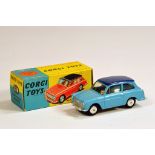 Corgi No. 216 Austin A40 Saloon in two tone blue. Fine Bright NM example in E Box.