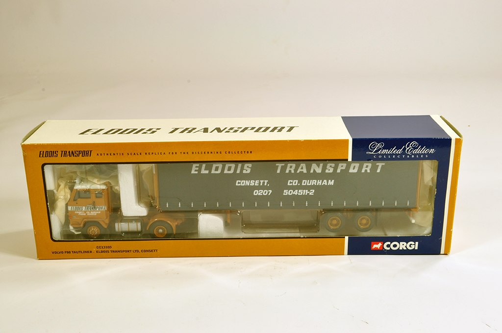 Corgi 1/50 Commercial Diecast comprising No. CC13103 Volvo Tautliner. Elddis Transport. M in Box.