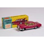 Corgi No. 230 Mercedes 220SE Coupe. Dark Red. NM in VG to E Box.