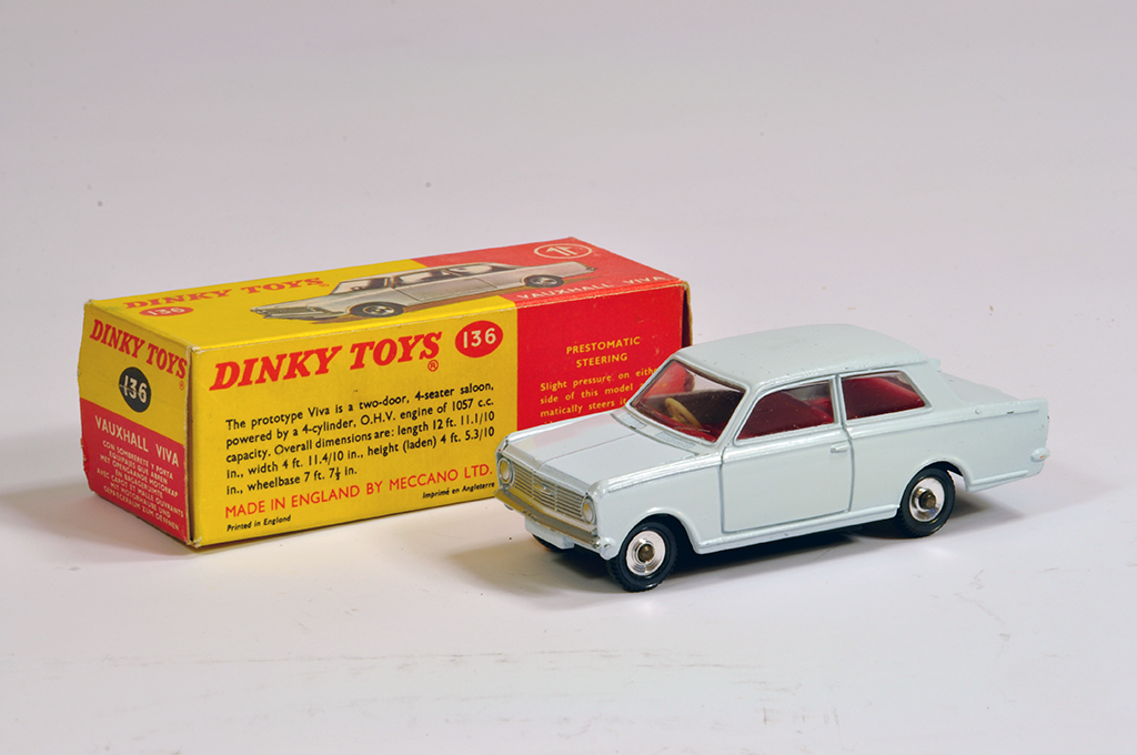 Dinky No. 136 Vauxhall Viva in very pale grey. NM example in E Box.