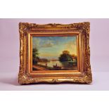 Desire (RENARDT) Thomassin (Swiss - 1858 – 1933) signed original 8 x 10 oil work of a river scene.