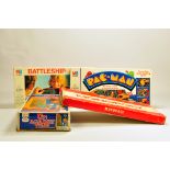 Group of retro / vintage / collectable games including MB Battleship, MB Pacman, Ideal Up against