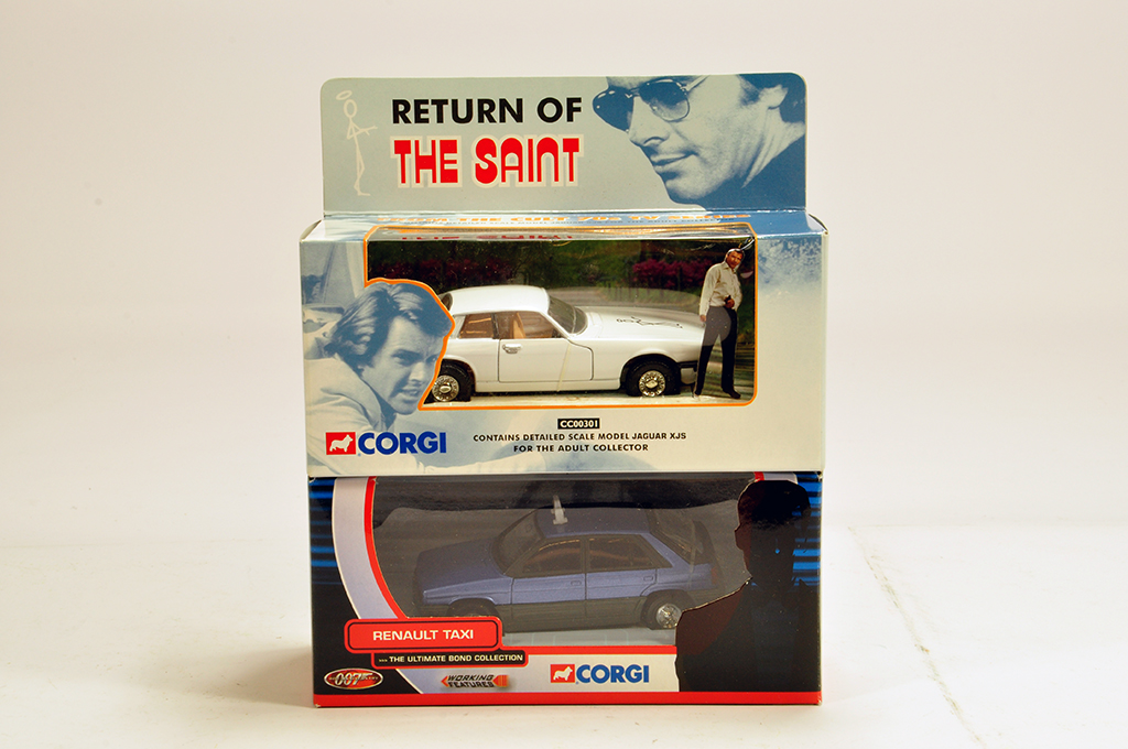 Corgi No. 00301 Return of the Saint plus James Bond Renault Taxi. M in Boxes. (2)