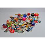 Large assortment of pin badges and some Yo Yo's. (qty)