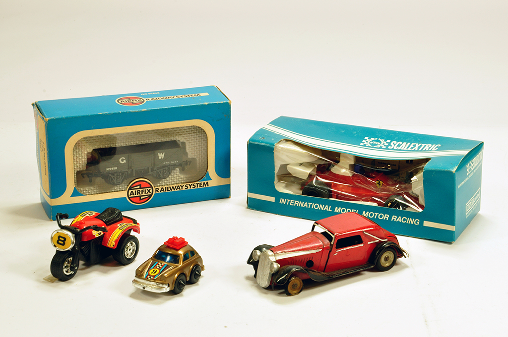 Misc Toy assortment to include Triang Minic Tin plate issue, Airfix and Scalextric etc. (5)