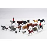 Britains and other metal lead animals and figures including horses and bull etc. F to G.