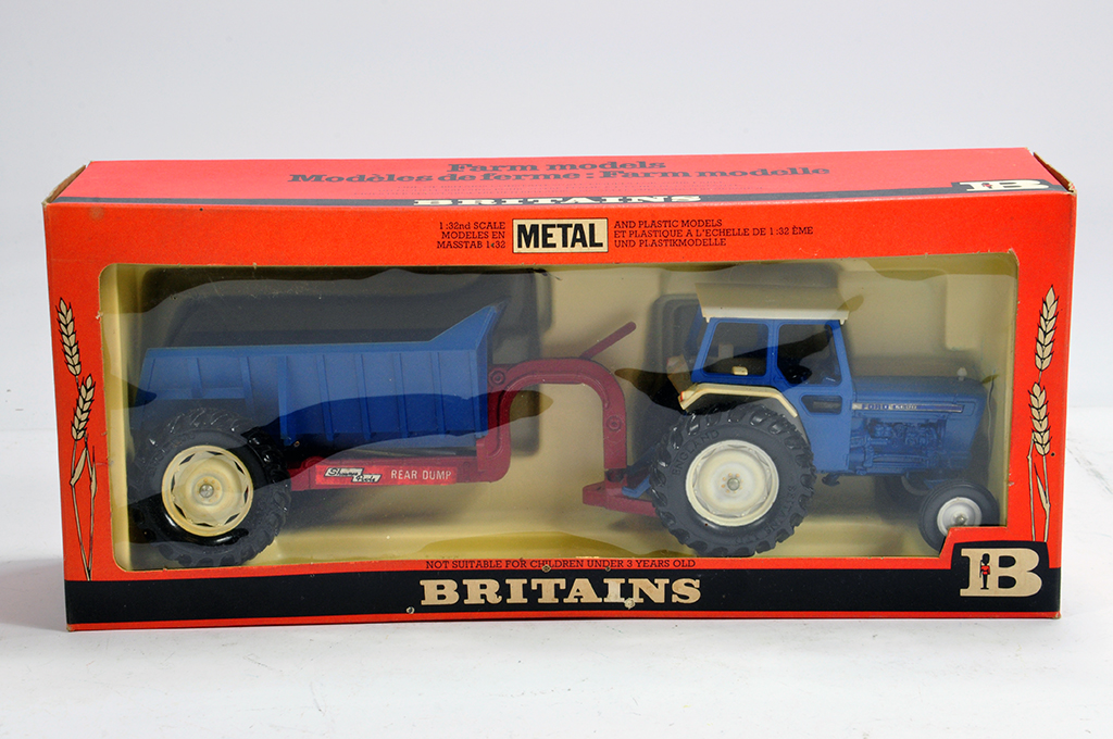 Britains No. 9630 1/32 Ford 6600 Tractor and Dump Trailer Set. VG to E (Exhaust loose) in E Box.