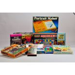 Group of retro / vintage / collectable games including Portrait Maker, Scrabble, Disney Movie