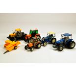 Britains Farm 1/32 Tractor assortment (plus one baler). JCB, Renault, Ford etc. Generally F to E. (