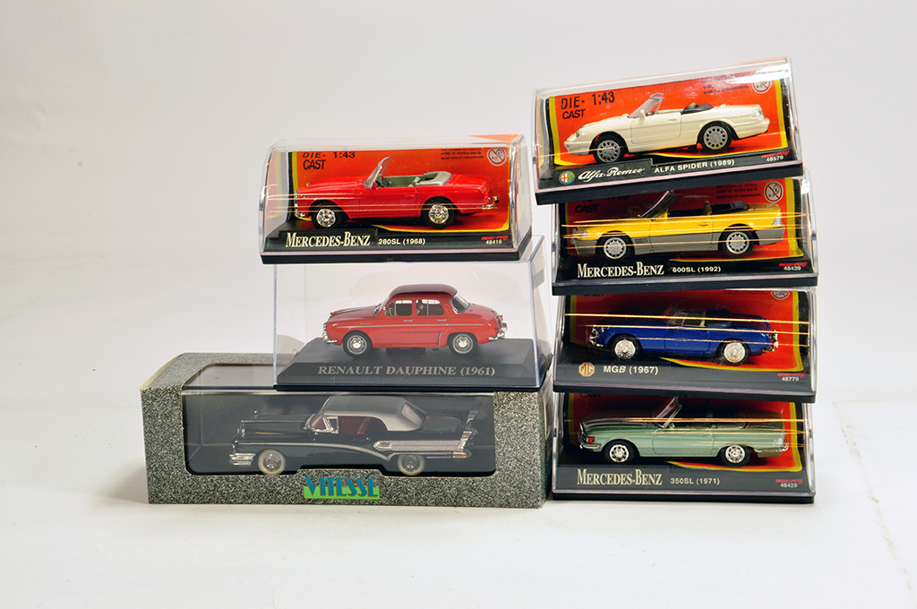 Diecast car group to include various makers. Mercedes, MG, Renault etc. M in Boxes. (7)