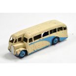 Dinky No. 29e Single Deck Bus with cream body, ridged hubs, light blue side flash. Paint has