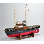 Graupner Bugsier Radio Controlled Hand Built (Kit) Model Tug Boat. Approx 81 x 21 cm. Untested.