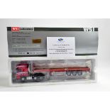 WSI 1/50 Diecast Truck comprising Search Impex DAF XF105 with Flat Bed Trailer in W&H Leslie Livery.