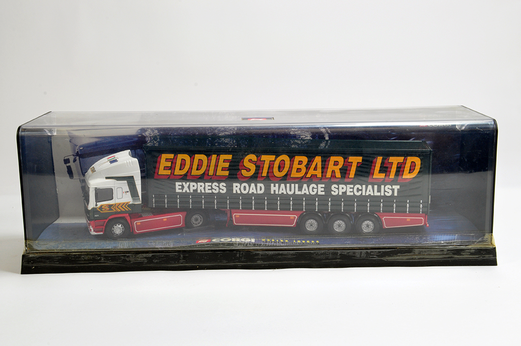 Corgi 1/50 Diecast Truck No. 75201 ERF Curtainside. Eddie Stobart. M in Perspex Display Case.