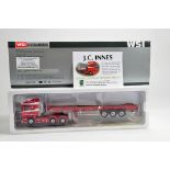 WSI 1/50 Diecast Truck comprising PCM Scania Topline with Dennison Flat Trailer in JC Innes