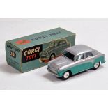 Corgi No. 201 Austin Cambridge Saloon in two-tone silver/metallic green. NM in G Box.