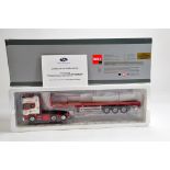 WSI 1/50 Diecast Truck comprising Search Impex Scania Topline 6X2 with Extending Flatbed Trailer