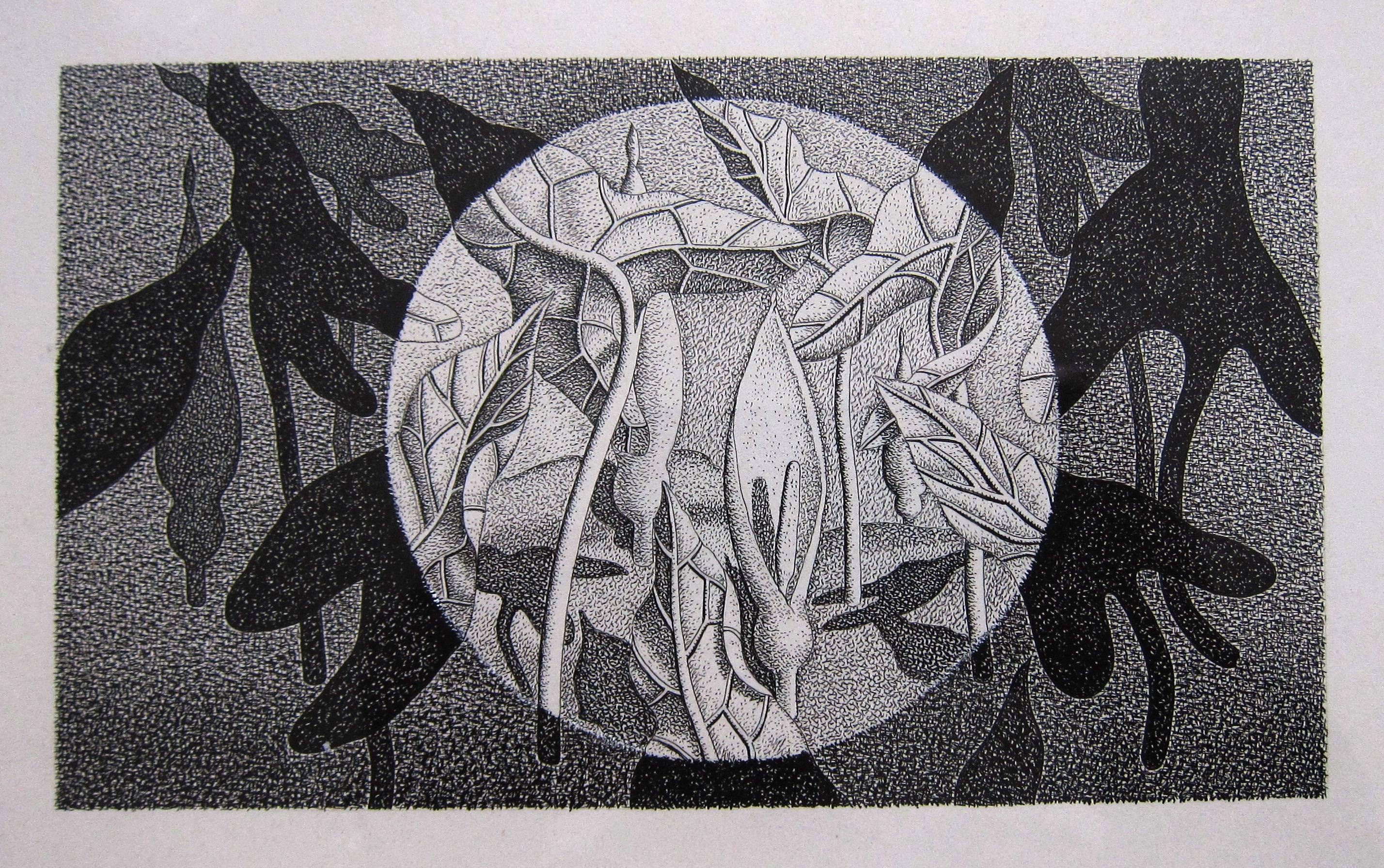 JOHN ARMSTRONG R.A. [1893-1973]. Infra Red, c.1944, ink on card. 10.5 x 18 cm [overall including - Image 2 of 3