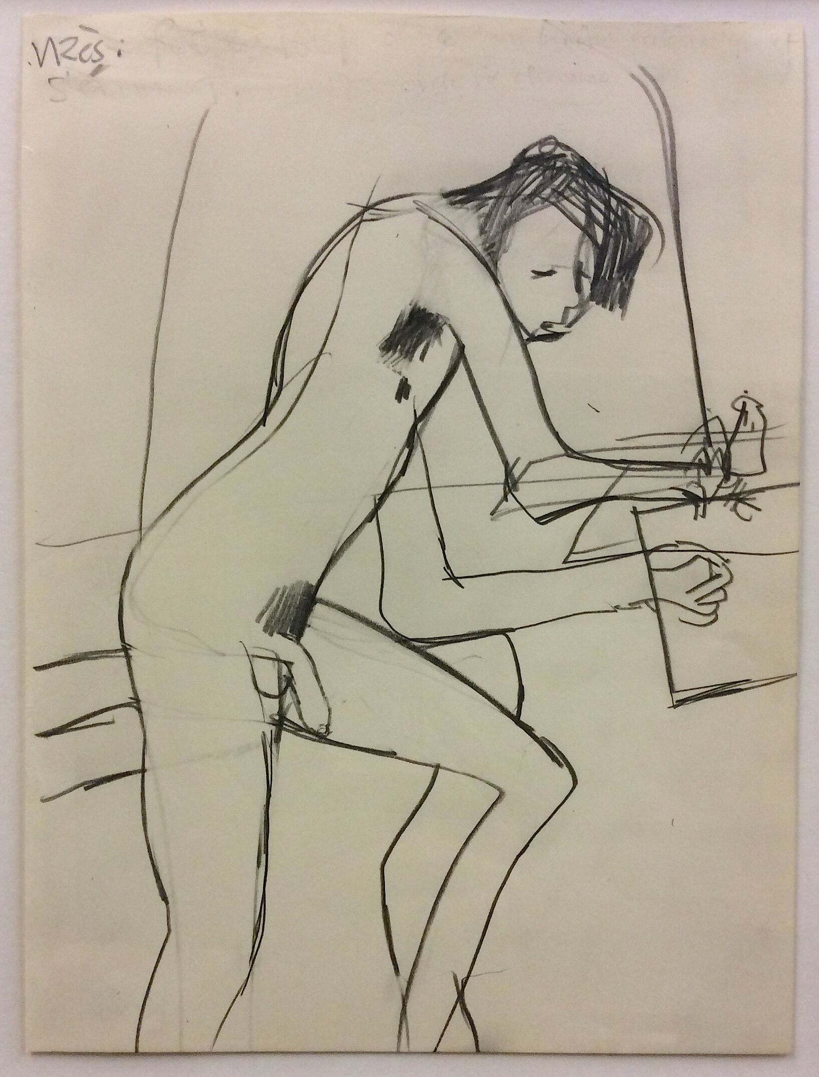 KEITH VAUGHAN [1912-77]. Male Nude [Uzes], 1973. pencil on paper, signed with studio stamp