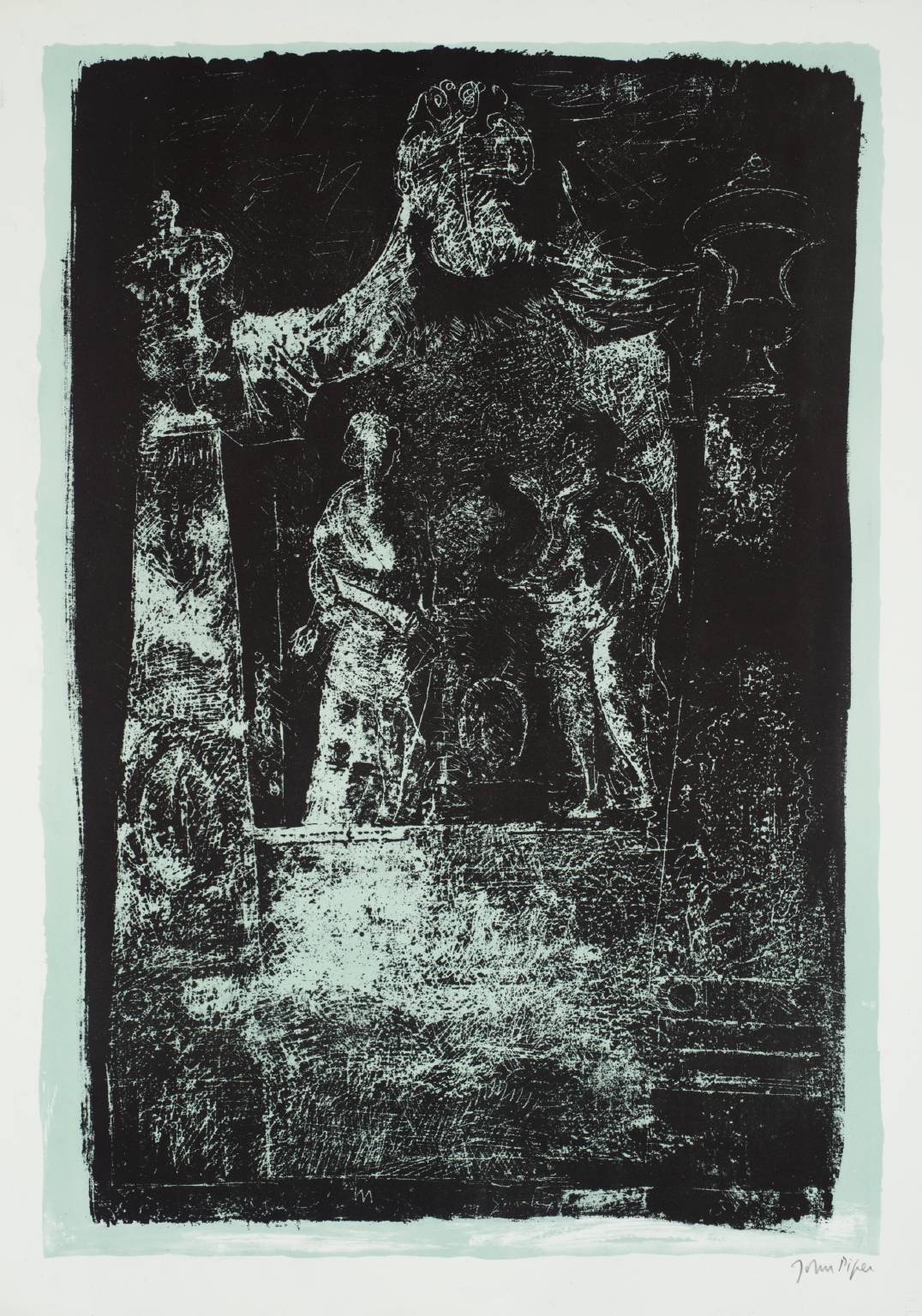 JOHN PIPER CH [1903-1992] Exton, Rutland: monument by Grinling Gibbons, 1964. Lithograph, on hand