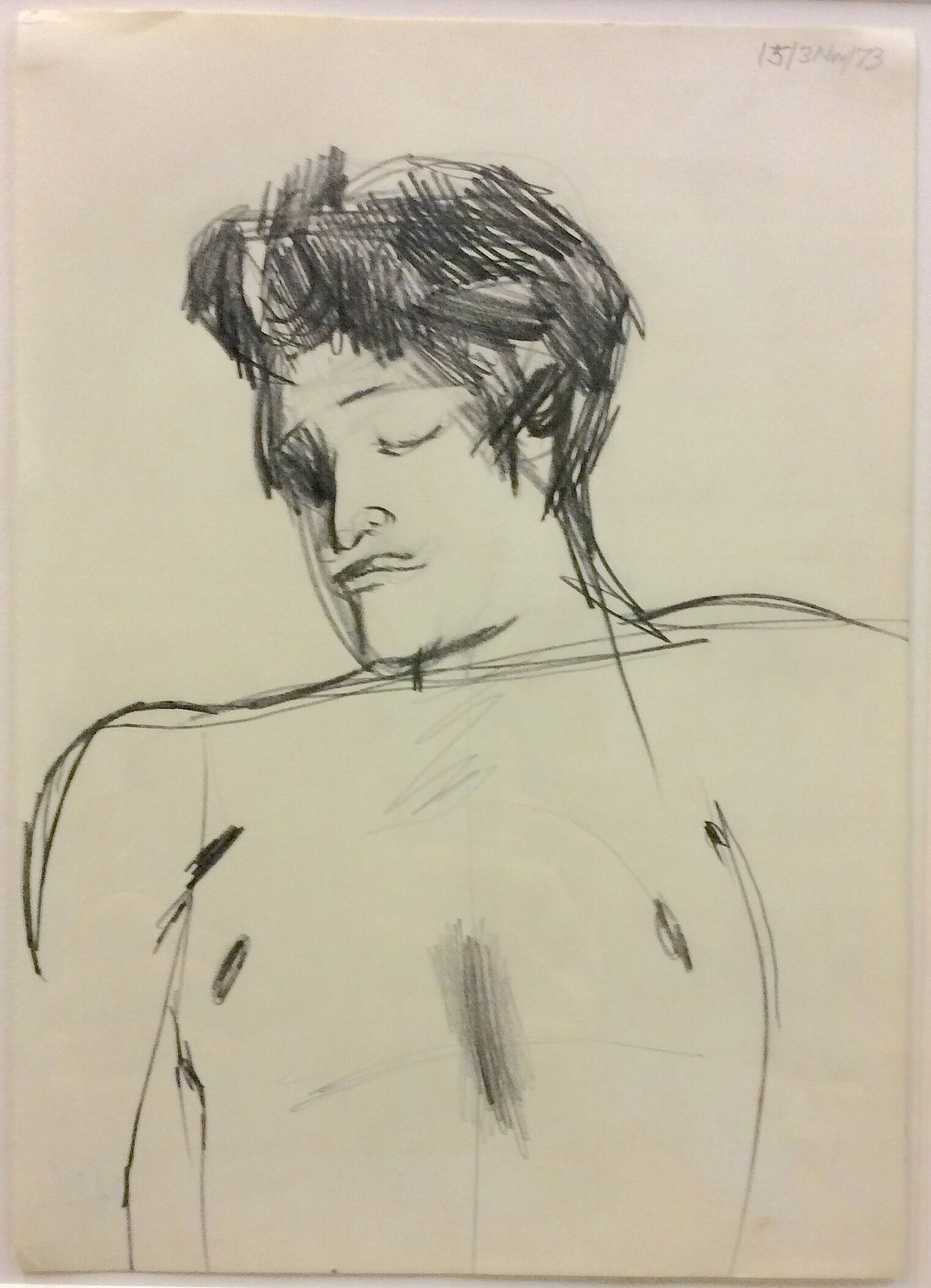KEITH VAUGHAN [1912-77]. Sleeping Boy, 1973. Pencil drawing, signed with studio stamp initials on
