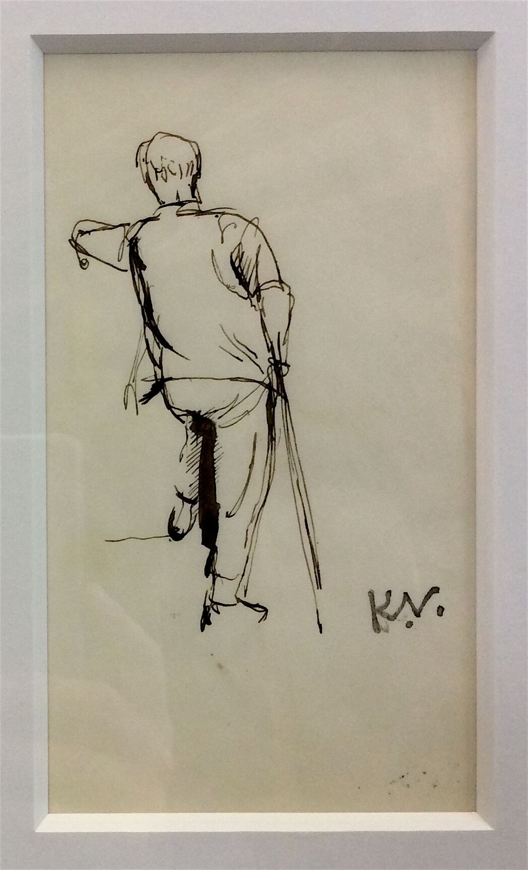 KEITH VAUGHAN [1912-77]. Man with Crutch 11, c.1941. ink and wash on paper drawing, signed with