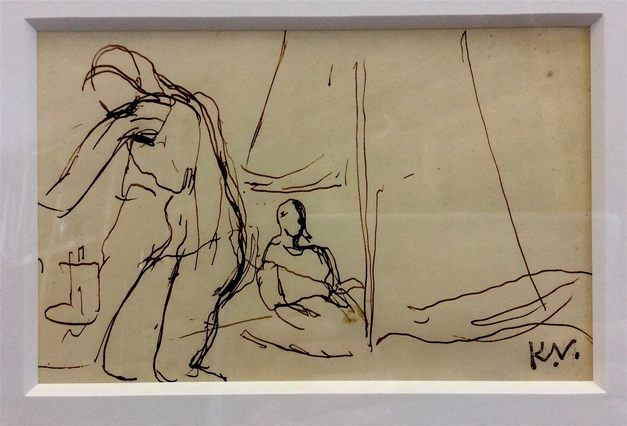 KEITH VAUGHAN [1912-77]. Soldiers in a Tent, 1940/44. ink drawing on paper, signed with studio stamp