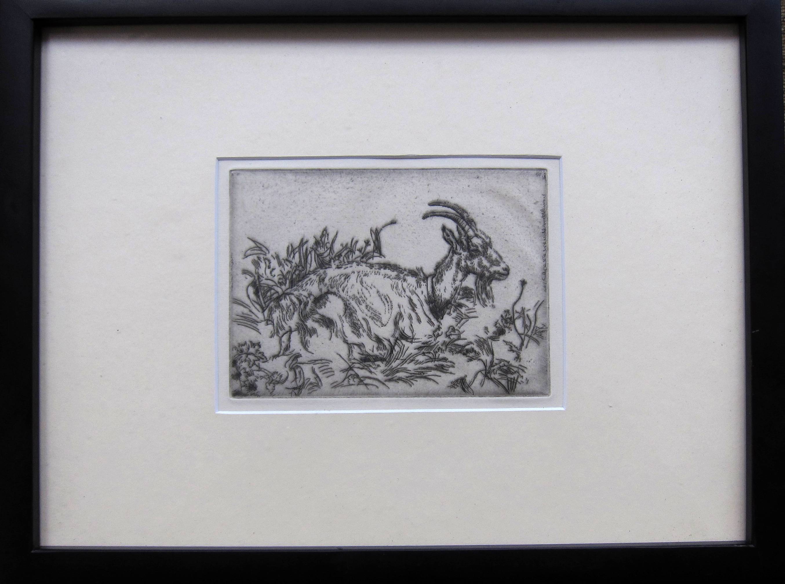 LEON UNDERWOOD [1890-1975]. Goat, 1921. etching, edition of 50 [10/50]. A rare print, so unlikely - Image 2 of 2