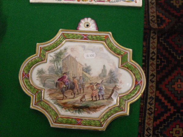 A French porcelain plaque with 18th Century scene of returning soldiers to the centre, - Image 2 of 20