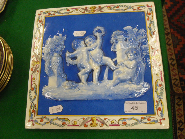 A French porcelain plaque with 18th Century scene of returning soldiers to the centre, - Image 12 of 20