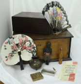 A Victorian painted jewellery box, a mahogany box containing various sundry ornamental wares,