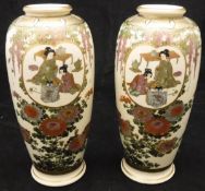 A pair of Japanese Meiji period satsuma ware vases,
