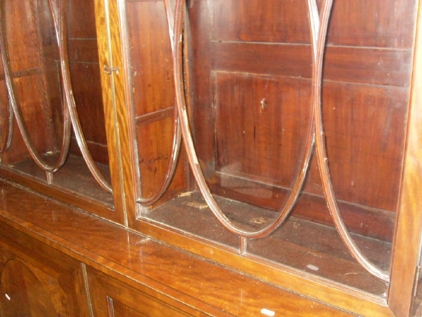 A 19th Century mahogany and inlaid bookcase cabinet, - Image 3 of 11