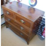 A 19th Century mahogany and inlaid square front chest of two short over two long drawers with