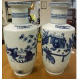 A pair of 19th Century Chinese blue and white Roulade vases,