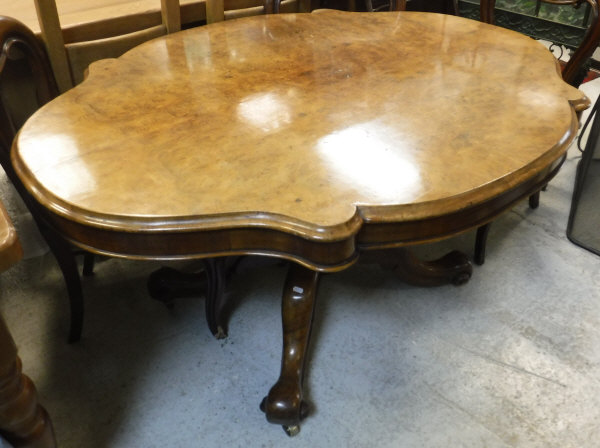 A Victorian burr walnut breakfast table,