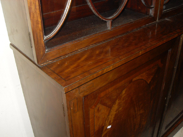A 19th Century mahogany and inlaid bookcase cabinet, - Image 10 of 11