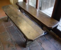 A pair of oak benches CONDITION REPORTS One bench has splits to top.