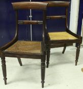 A set of six 19th Century rosewood bar back dining chairs with cane seats