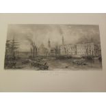 AFTER T ALLOM "Port of London in 1839", black and white engraving by F J Havell,