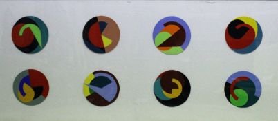NIGEL O'NEILL (20TH CENTURY) "Eight abstract roundels", housed in a single frame,